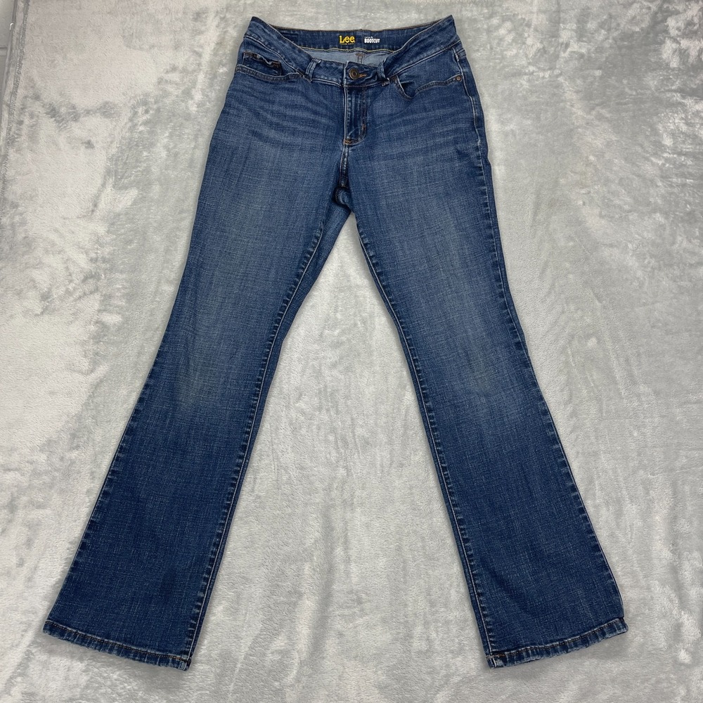 Lee Jeans Women 10M (29x31) Blue Denim Faded Modern Series Curvy Fit Bootcut Leg